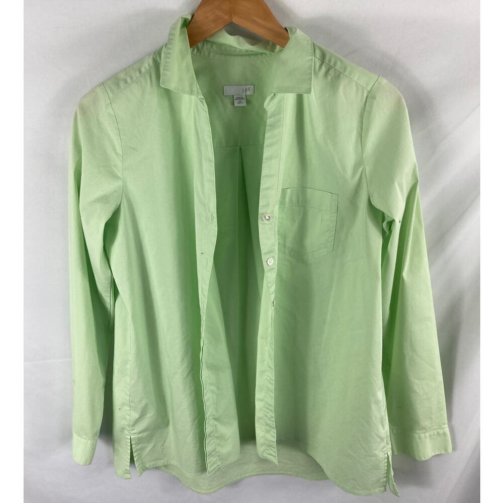 J Jill Green Button Down Shirt Size XS Missy